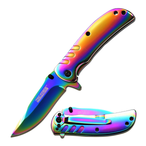 Full Rainbow Mirror Finished Pocket Knife - ELITE OP KNIVES