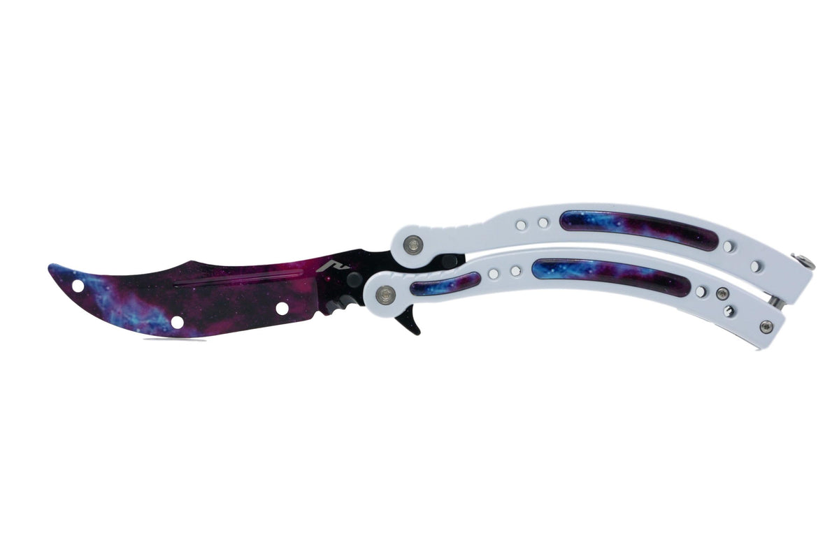 CSGO Practice Knife Balisong Butterfly Trainer - Non Sharp Dull - White  Galaxy