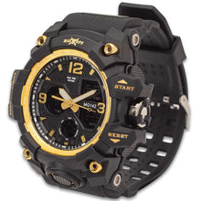 M48 Black And Gold Analog And Digital Tactical Watch - Water-Resistant Watch, Comfortable PU Resin Band, Hard PC And Stainless Steel Case, Clear Resin Glass - ELITE OP KNIVES