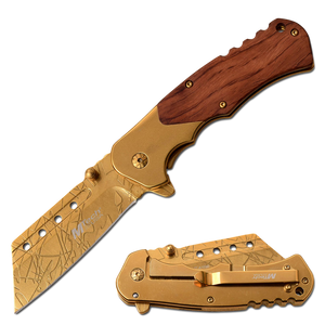 Golden Cleaver Pocket Knife - ELITE OP KNIVES