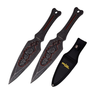 PERFECT POINT PROFESSIONAL THROWING KNIVES FLAMING SKULL - ELITE OP KNIVES